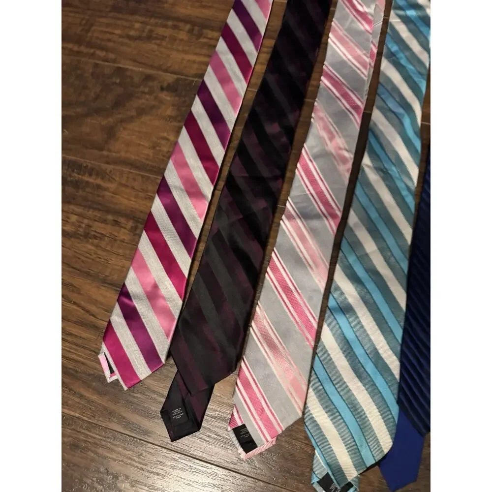 EXPRESS 100% Silk Tie Lot 10 Mens Blue Stripe Executive Necktie Plaid Red Yellow